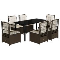 7-cz. zestaw mebli ogrodowych, z poduszkami, brązowy, rattan PE