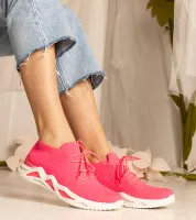 Różowe sneakersy damskie z skarpetkową cholewką Miyana 37