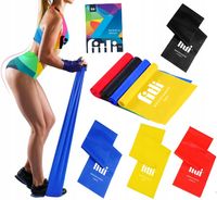 ZESTAW 4 GUM TAŚMA DO ĆWICZEŃ TRENINGU REHABILITACYJNA FITNESS FLAT