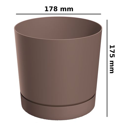 Doniczka z podstawką okrągła Ø17,8 cm matowa kolor różowy na Arena.pl