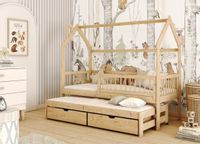 Łóżko 2- osobowe domek Papi 70x160 z wysuwem