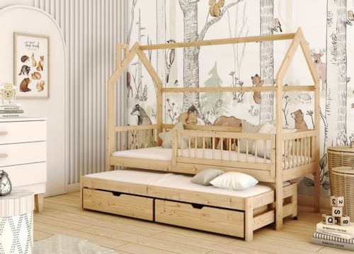 Łóżko 2- osobowe domek Papi 70x160 z wysuwem na Arena.pl