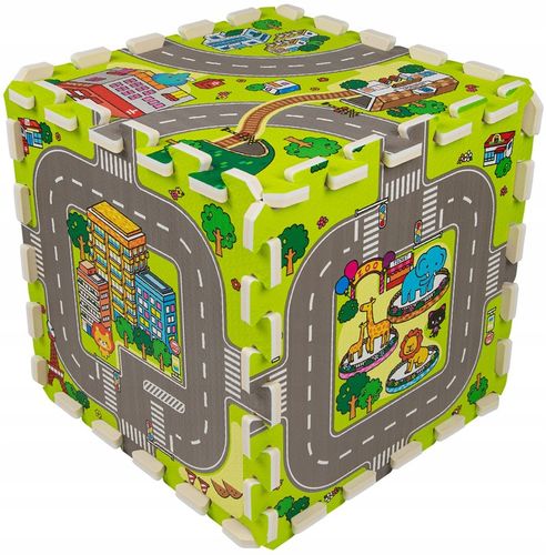 MATA PIANKOWA EDUKACYJNA PUZZLE GRUBE 1 CM MIASTO ULICE DROGI DLA DZIECI na Arena.pl