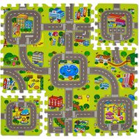 MATA EDUKACYJNA GRUBA 1cm 9szt PUZZLE PIANKOWE DLA DZIECI DROGA MIASTO