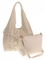 ANDREA MASSI WŁOSKA Torebka Damska Ażurowa na Ramię Worek Modna 23049 Beige