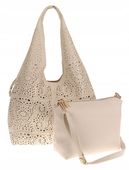 ANDREA MASSI WŁOSKA Torebka Damska Ażurowa na Ramię Worek Modna 23049 Beige