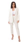LETNI CASUALOWY GARNITUR Z PRZEWIEWNEJ TKANINY ROZMIAR 42 ECRU