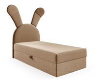 Brązowe Łóżko Tapicerowane Dziecięce 100x200 cm BANKI GR - Różne Kolory