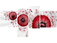 100 55CM OBRAZ 4 ELEM CZERWONY DMUCHAWCE 4 PŁÓTNO DRUK