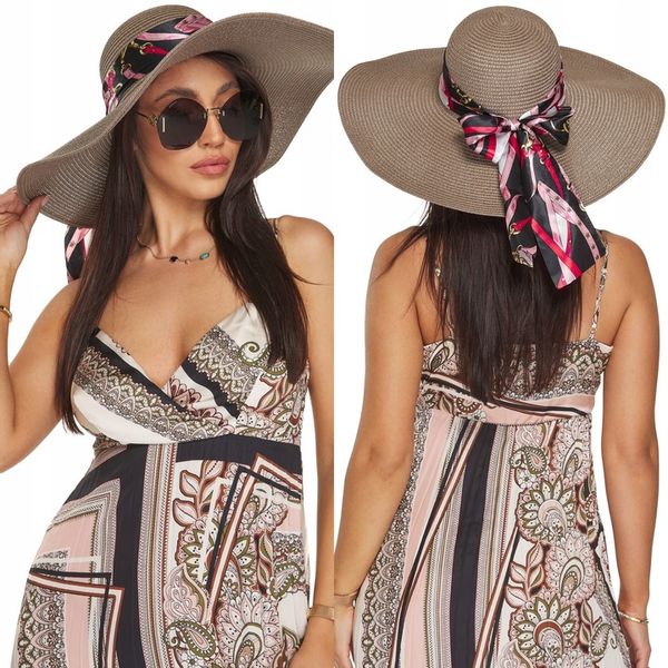 KAPELUSZ SŁOMKOWY EKO SŁOMKA beżowy z kokardą zdjęcie 1