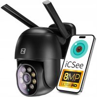 ZEWNĘTRZNA KAMERA OBROTOWA IP 8MPx UHD 2160p 4K WiFi CZARNA 4xZOOM