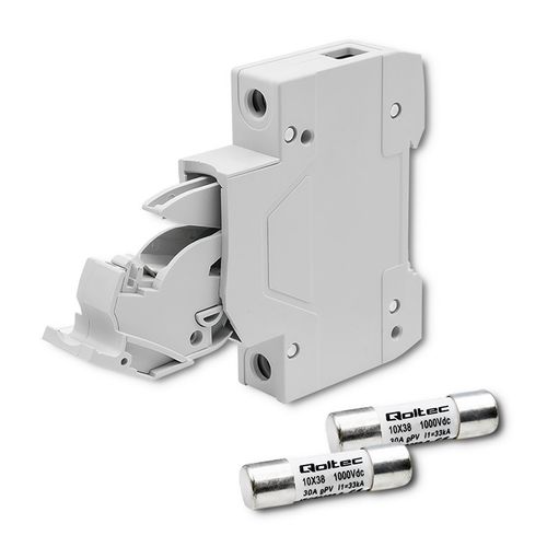 Qoltec Podstawa bezpiecznikowa z diodą + bezpiecznik DC 1P 1000V 30A 10x38 solar na Arena.pl