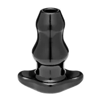 perfect fit double tunnel plug large black - dwukanałowa zatyczka czarna l