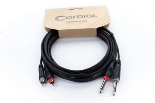 Kabel przewód audio sygnałowy 2x RCA Cinch Jack 6,3 mm 3 m Cordial EU PC na Arena.pl