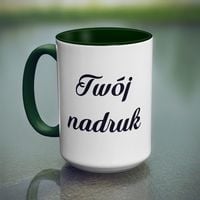 Duży kubek XXL z zielonym wnętrzem i uszkiem z Twoim nadrukiem