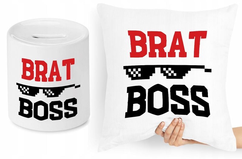 Dla Brata Zestaw Poduszka + Skarbonka Prezent Z Nadrukiem Ze Zdjęciem zdjęcie 1