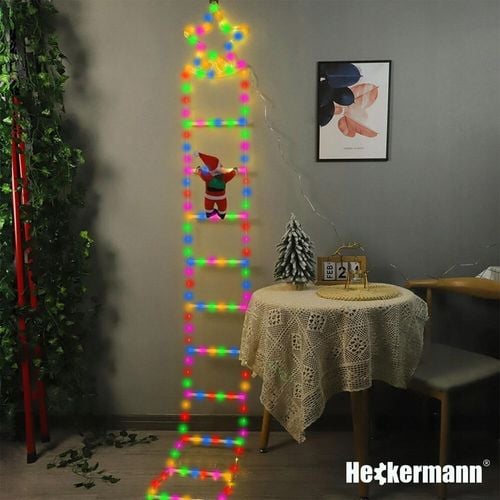 ŚWIĄTECZNA DEKORACJA LED MIKOŁAJ WSPINAJĄCY SIĘ PO DRABINIE ŚWIECĄCY 330cm na Arena.pl