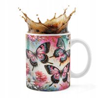 KUBEK CERAMICZNY 330ML DRUK - MOTYL MOTYLE ROBAK SKRZYDŁA WIOSNA KWIATY