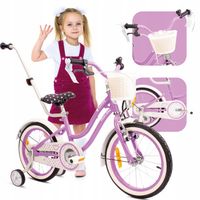 Rowerek 16 cali dla dziewczynki dziecięcy Pchacz kółka boczne Koszyk Heart