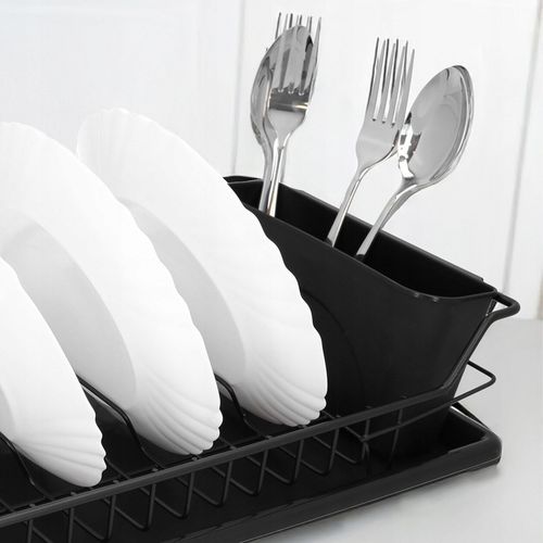 Suszarka do naczyń ociekacz na sztućce stojąca czarna plastikowa 50,5 na Arena.pl