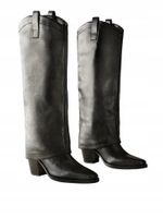 Czarny - Kowbojskie kozaki Premium w stylu boho z getrami r41