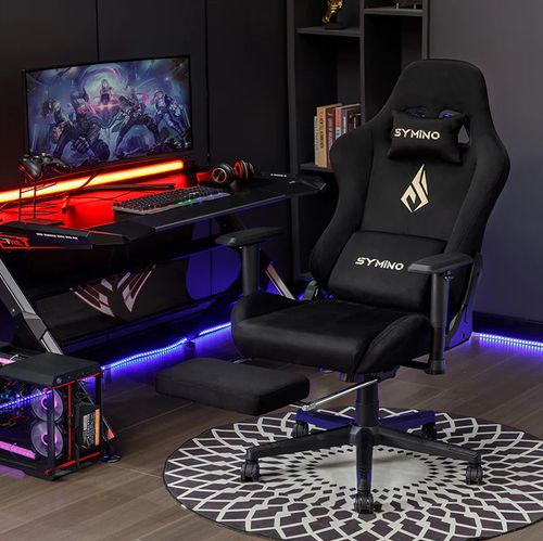 Krzesło gamingowe Symino czarne z podnóżkiem na Arena.pl