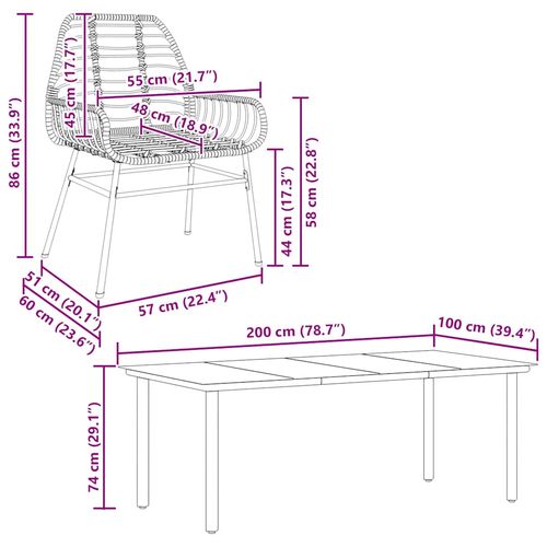 7-częściowy zestaw obiadowy do ogrodu, brązowy polirattan szkło na Arena.pl