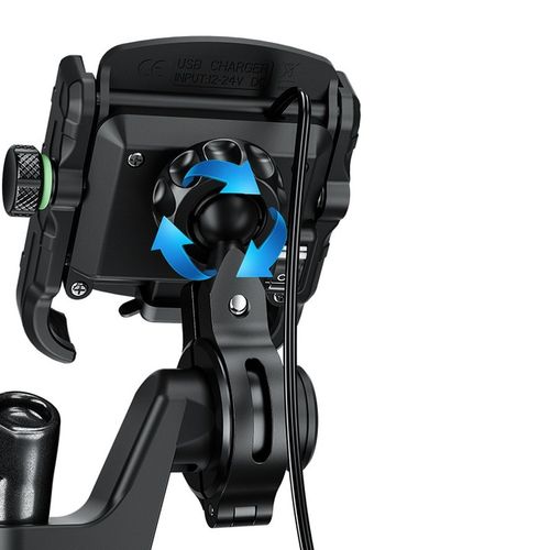 UCHWYT MOTOCYKLOWY NA TELEFON ŁADOWARKA USB 12/24v + KABEL USB 20cm na Arena.pl