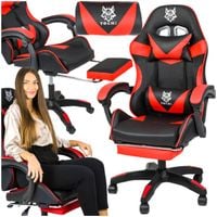 fotel gamingowy z podnóżkiem czarno-czerwony krzesło obrotowe do biurka
