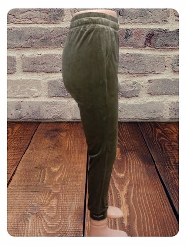 Spodnie welurowe z kieszeniami bawełna MODNE prążki DASIRE M zielone na Arena.pl