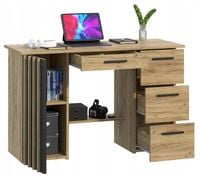 Biurko komputerowe loft z lamelami nowoczesne Montana B120 Dąb Craft