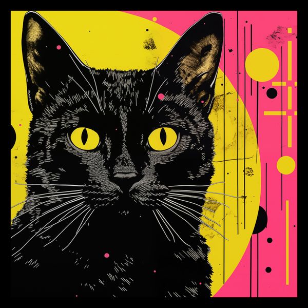 Plakat 40x40cm Neonowy Kocur zdjęcie 2