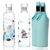 Butelka szklana bidon na wodę sportowy bez BPA 500ml zestaw 2 szt + etui