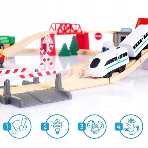 KOLEJKA DREWNIANA TOR WAGONY POCIĄG NA BATERIE DLA DZIECI PREZENT na Arena.pl