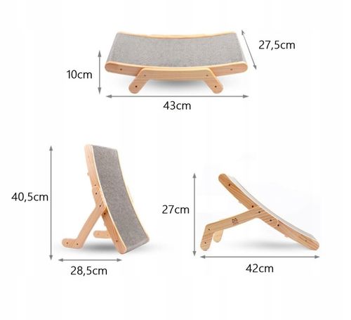 Drapak drewniany dla kota legowisko leżanka 2w1 mata do drapania (F066) na Arena.pl