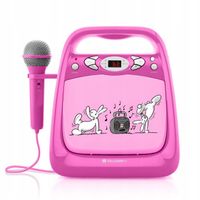 BOOMBOX KARAOKE GŁOŚNIK BLUETOOTH USB MP3 MIKROFON ODTWARZACZ CD RÓŻOWY