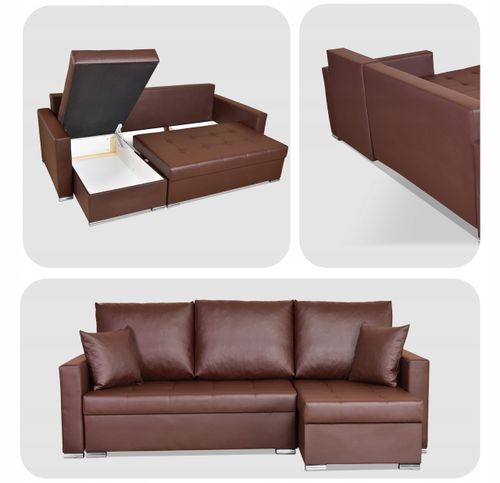 Narożnik rozkładany z funkcją spania ekoskóra Varius rogówka Family Meble na Arena.pl