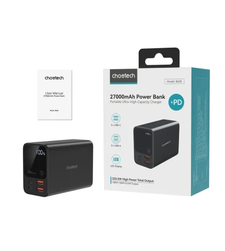 Powerbank Choetech B635BK 2xUSB-A / 2xUSB-C 27000mAh - czarny na Arena.pl