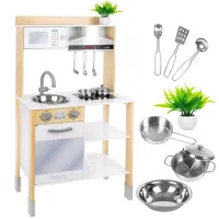 DREWNIANA KUCHNIA DLA DZIECI KINDERPLAY INTERAKTYWNY OKAP AKCESORIA