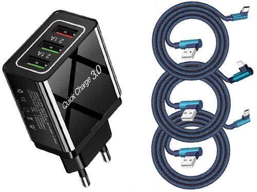ŁADOWARKA SIECIOWA QC 3.0 MICRO TYP C LIGHTNING 2M na Arena.pl