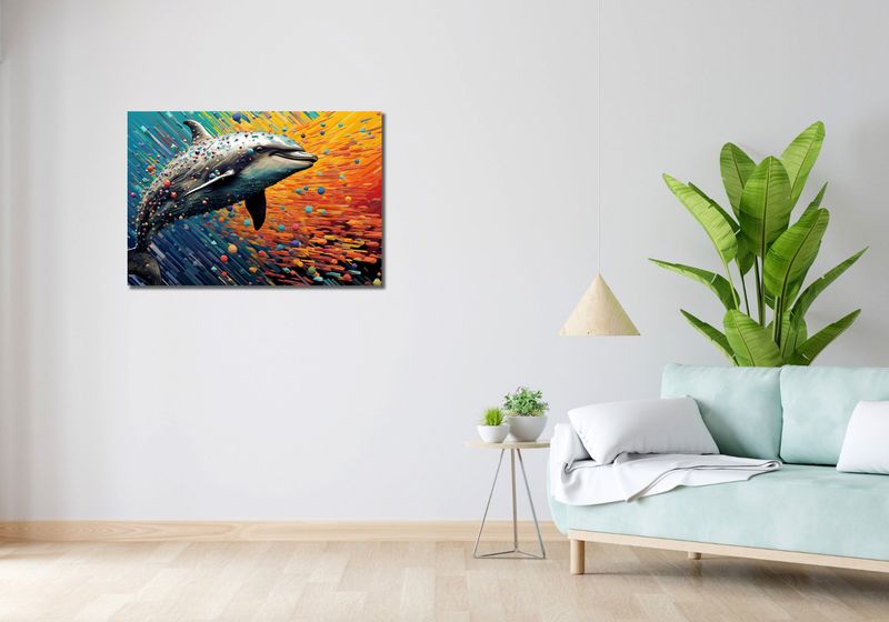 Obraz 90x60cm Delfin w Palecie Barw zdjęcie 2