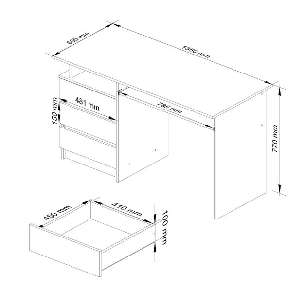 BIURKO CLP 135 cm OLCHA WOLNOSTOJĄCE zdjęcie 3