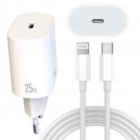 Szybka ładowarka kostka do iPhone USB-C 25W zasilacz z kablem Lightning