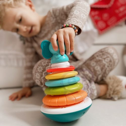 WOOPIE BABY Piramida Wieża Interaktywna Słonik z Obręczami Grzechotka na Arena.pl