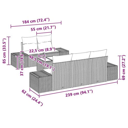 Zestaw Sof na Ogród 6 pcs Brązowy i Kremowy 55 x 55 x 37 cm na Arena.pl