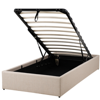 Łóżko z pojemnikiem tapicerowane 90 x 200 cm beżowe DINAN
