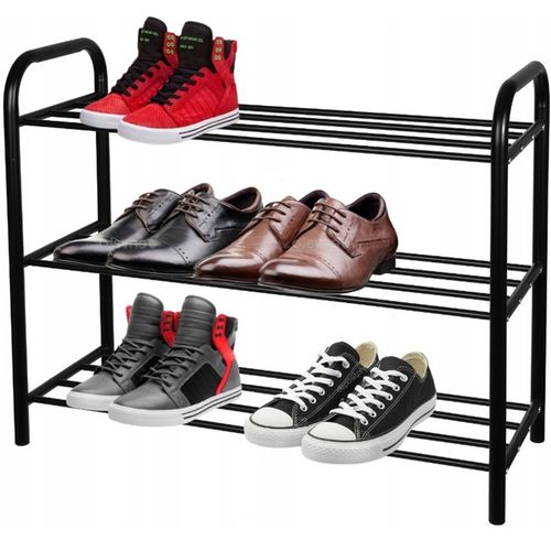 SZAFKA PÓŁKA NA BUTY OBUWIE STOJAK REGAŁ LOFT CZARNA 3-POZIOMOWA na Arena.pl