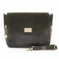 VERA PELLE torebka damska zamszowa listonoszka z paskiem V290 khaki