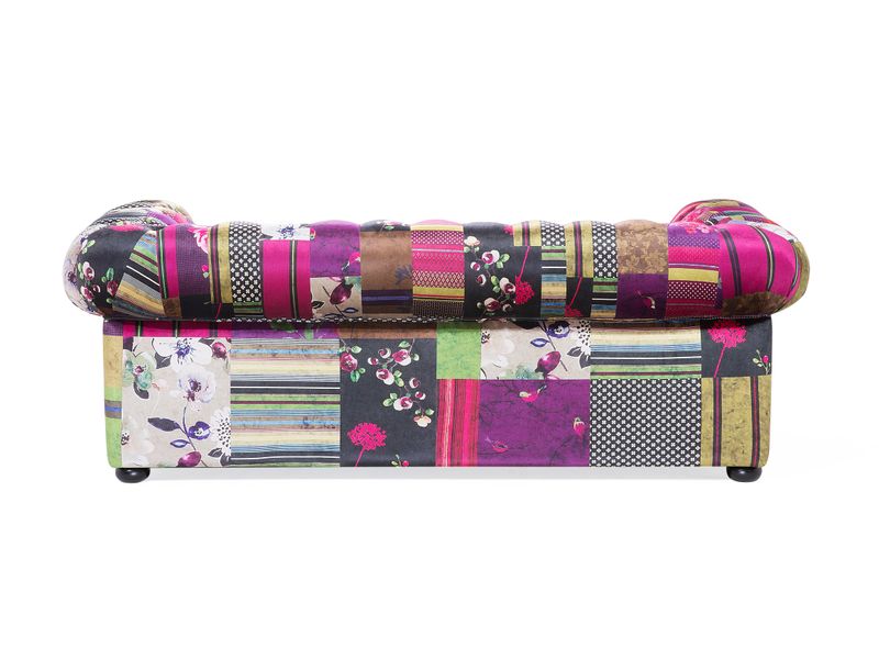 Sofa 3-osobowa patchworkowa fioletowa CHESTERFIELD zdjęcie 4