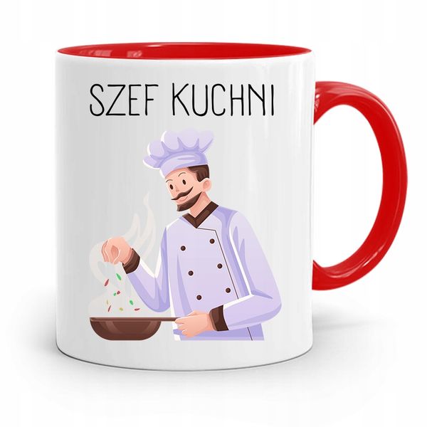 Kubek Czerwony Dla Kucharza Kucharki Szef Kuchni Z Nadrukiem Ze Zdjęciem zdjęcie 1